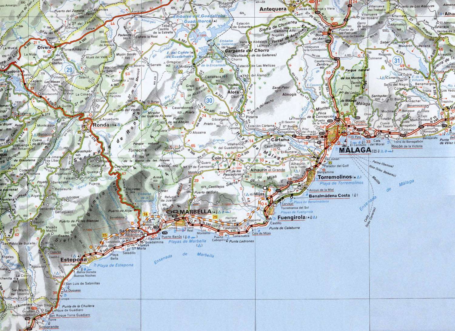 full map of Costa del Sol area